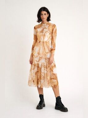 Dressed in Lala Mesh Tiered Marble Dress